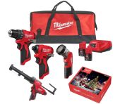 Milwaukee kombokit M12BLPP3A-202B med fugepistol M12 PCG/310C-0 MILWAUKEEPAKKE8